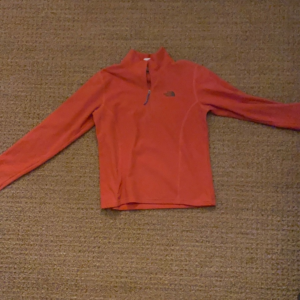 Orange North Face pullover quarter zip